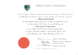 HWU certificate