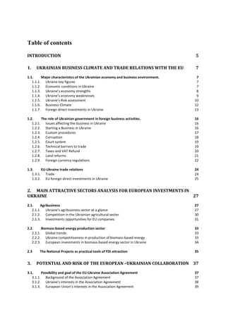 Table of contents
INTRODUCTION 5
1. UKRAINIAN BUSINESS CLIMATE AND TRADE RELATIONS WITH THE EU 7
1.1. Major characteristic...