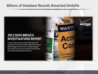 ‫سومین‬‫کنفرانس‬‫امنیت‬‫و‬ ‫اطالعات‬‫در‬ ‫ارتباطات‬‫نفت‬ ‫صنعت‬©2015 by Masoud Ostad
Billions of Database Records Breached Globally
 