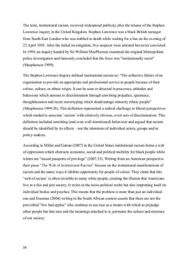Institutional racism thesis