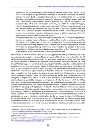 Addressing the Human Rights impact of Statelessness in the EU's ...