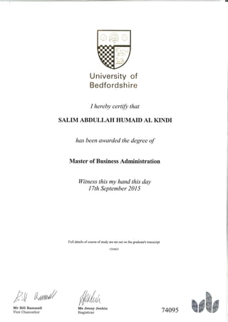 MBA-certificate