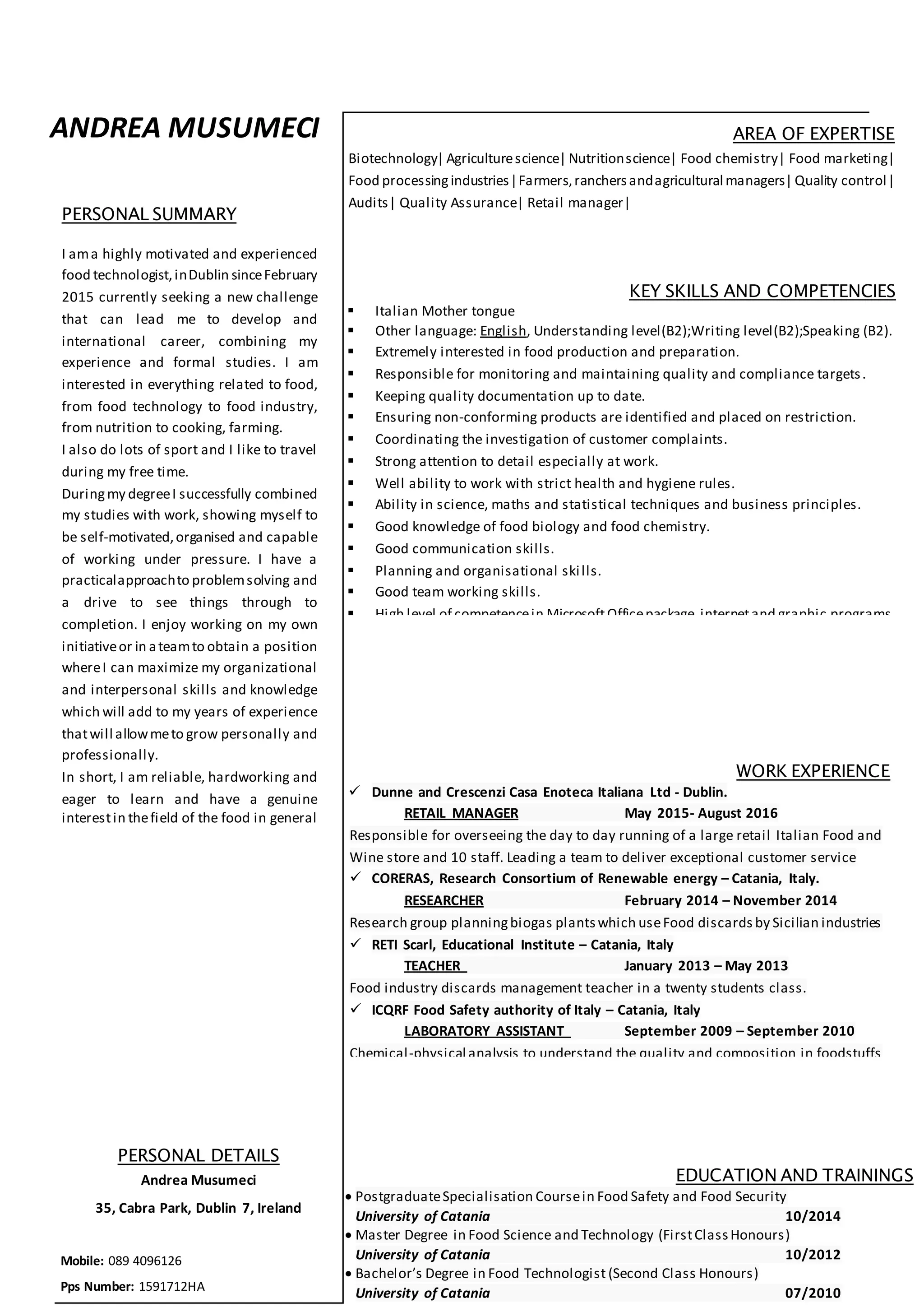 Andrea Musumeci cv PDF