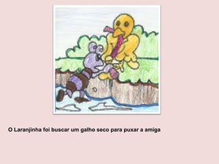 O Laranjinha foi buscar um galho seco para puxar a amiga
 