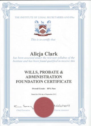 Wills & Probate Certificates 02.10.15