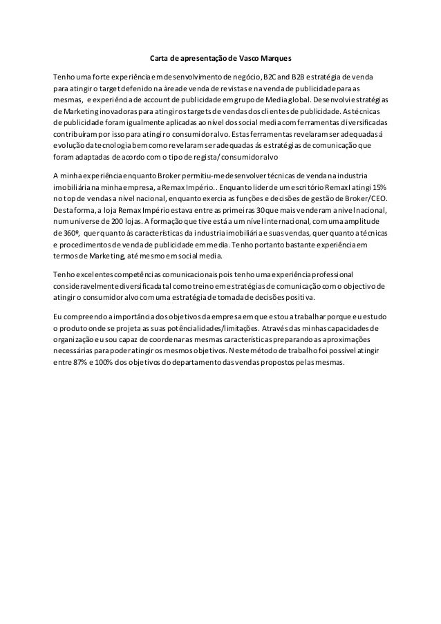 Cover Letter portugues