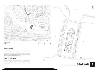 N
Barn bygger hus med klossar och experimenterar med tyngdpunkt och balans. I detta projekt myntas be-
greppet ”staplande arkitektur” som ett bollplank på den experimentella resan att skapa en kombination
mellan en bro och ett hus där arkitektonisk utformning flätas samman med konstruktion.
Vid välkända Feskekörka i Göteborg skapas ytterligare en länk över vallgraven för att i vår tid erbjuda en
paus nära vatten och i fram tid uppmuntra rörelser mellan nya bebyggelser. Länken är ett brohus som på
ett spännande sätt kombinerar gång- och cykelöverfart med ett café.
Staplat. Platt men ändå dynamiskt. Genom att det staplade återkommer i allt från fasad till cafédisk kan den
nyfikne besökaren ständigt fortsätta att utforska. Skalan är så stor att upplevelsen blir densamma oavsett
om brohuset betraktas på avstånd eller från insidan. Plattorna i fasad är 30 cm höga - för stora för att greppa
men för små att krypa in i.
SITUATIONSPLAN
1:1000
SITUATIONSPLAN
1:1000
PLAN
1:100
PER BERGSTRÖM I BYGGNAD OCH STRUKTUR I CHALMERS HT 2010 SIDA
1STAPLAD
ET T BROHUS
DET STAPLADE
0
METER
5025
0
MILLIMETER
500250
0
MILLIMETER
1000500
0
METER
105
0
METER
5025
0
MILLIMETER
500250
0
MILLIMETER
1000500
0
METER
105
0
METER
5025
0
MILLIMETER
500250
0
MILLIMETER
1000500
0
METER
105
ROSENLUNDSGATAN
ROSENLUNDSPLATSEN
ROSENLUNDSBRON
NORRA ALLÈGATAN PUSTERVIKSPLATSEN
FISKETORGET
FISKKAJEN
BROGATAN
PUSTERVIKSGATAN
 