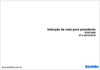 www.datafolha.com.br
Intenção de voto para presidente
PO813906
07 e 08/12/2016
 