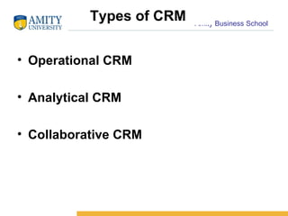 Types of CRM Operational CRM Analytical CRM Collaborative CRM 