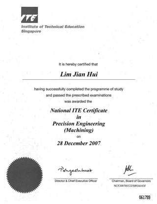 ITE certificate of merit