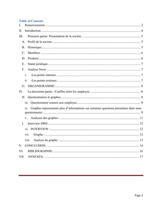 Page 3
Table of Contents
I. Remerciements. ..................................................................................