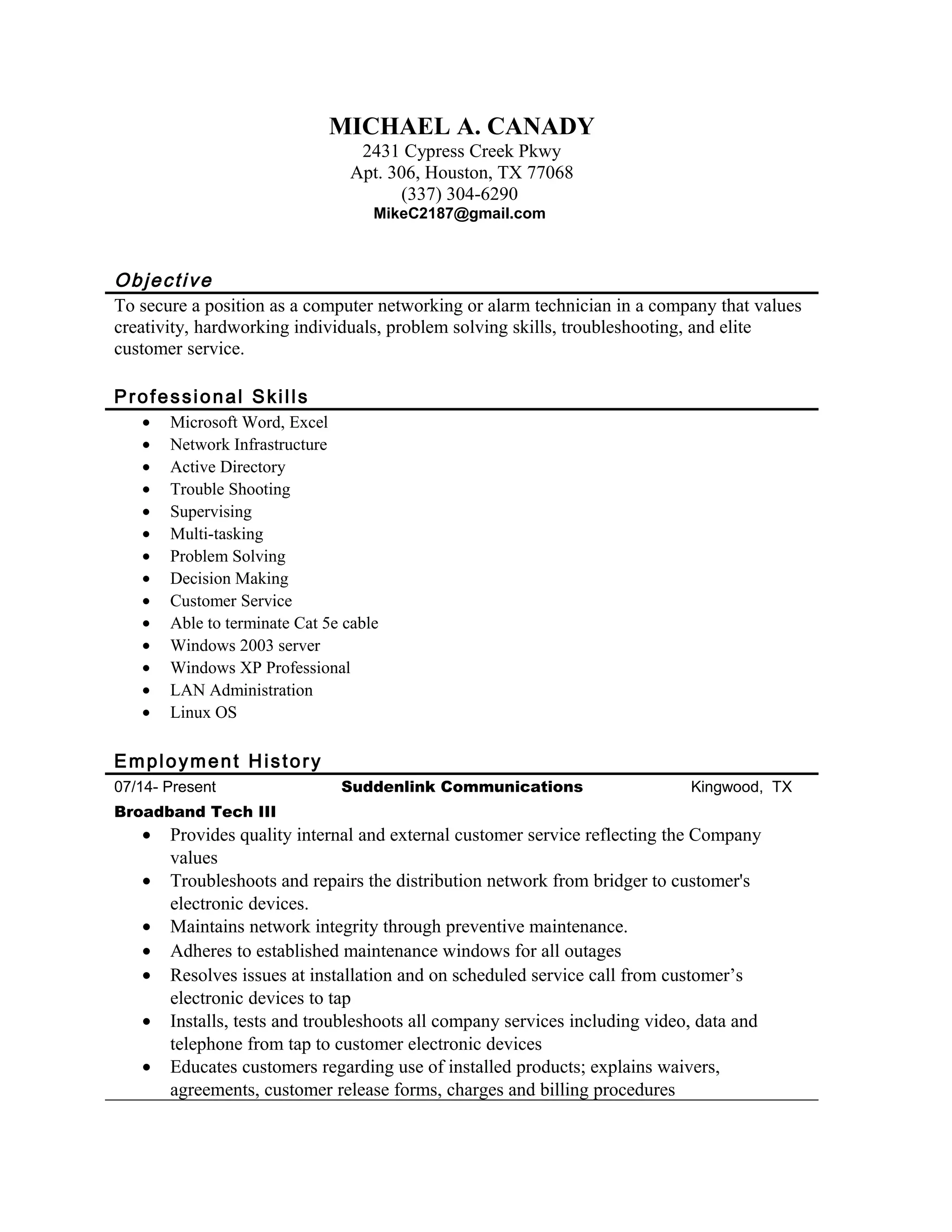 Michael Canady Resume DOC Michael canady resume doc