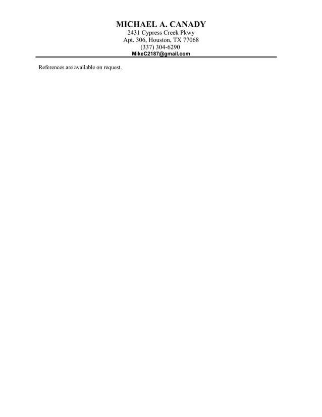 Michael Canady Resume | DOC