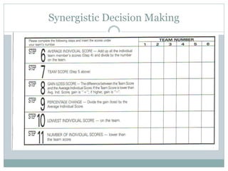 Synergistic Decision Making
 