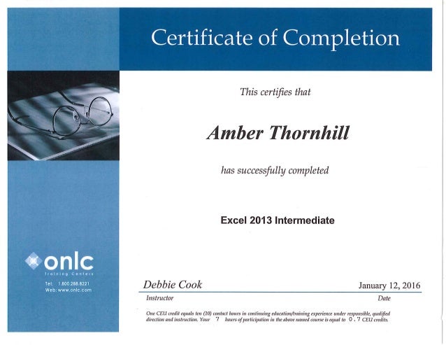 thornhill excel 2013 intermediate