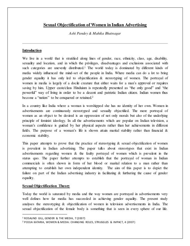 Research Paper onual Objectification of Women in 