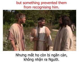 Nhưng mắt họ còn bị ngăn cản,
không nhận ra Người.
but something prevented them
from recognising him.
 