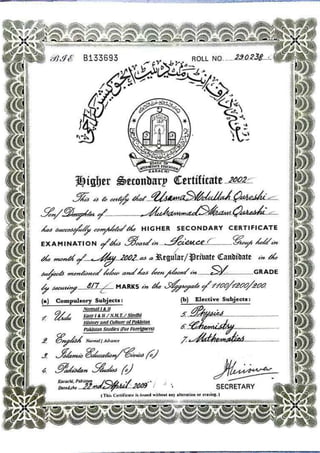 HSC Certificate Pre-Engineering