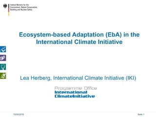 Seite 115/04/2016
Ecosystem-based Adaptation (EbA) in the
International Climate Initiative
Lea Herberg, International Climate Initiative (IKI)
 