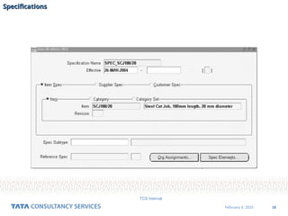 38
February 4, 2025
TCS Internal
Specifications
Specifications
 