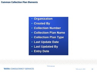 43
February 4, 2025
TCS Internal
Common Collection Plan Elements
Common Collection Plan Elements
 