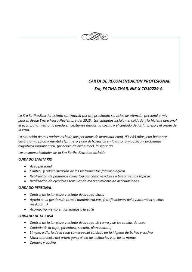 CARTA DE RECOMENDACION PROFESIONAL