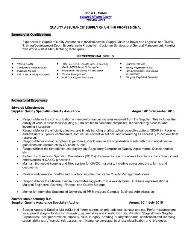 resume quality assurance