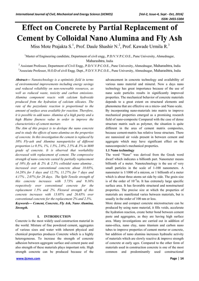 Effect on Concrete by Partial Replacement of Cement by Colloidal Nano ...