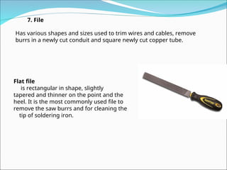 File Ele 3 Inch Electrical Installation and Maintenance 3) EIM Tools and Equipment1.ppt