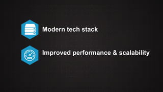 Modern tech stack 
Improved performance & scalability 
 