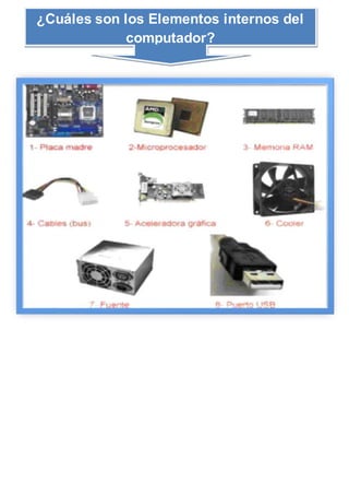 ¿Cuáles son los Elementos internos del
computador?
 