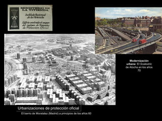 El barrio de Moratalaz (Madrid) a principios de los años 60
Modernización
urbana: El Scalextric
de Atocha en los años
70
Urbanizaciones de protección oficialUrbanizaciones de protección oficial
 