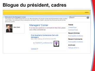 Blogue du président, cadres 
