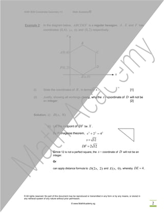 Sec 3 E Maths Notes Coordinate Geometry