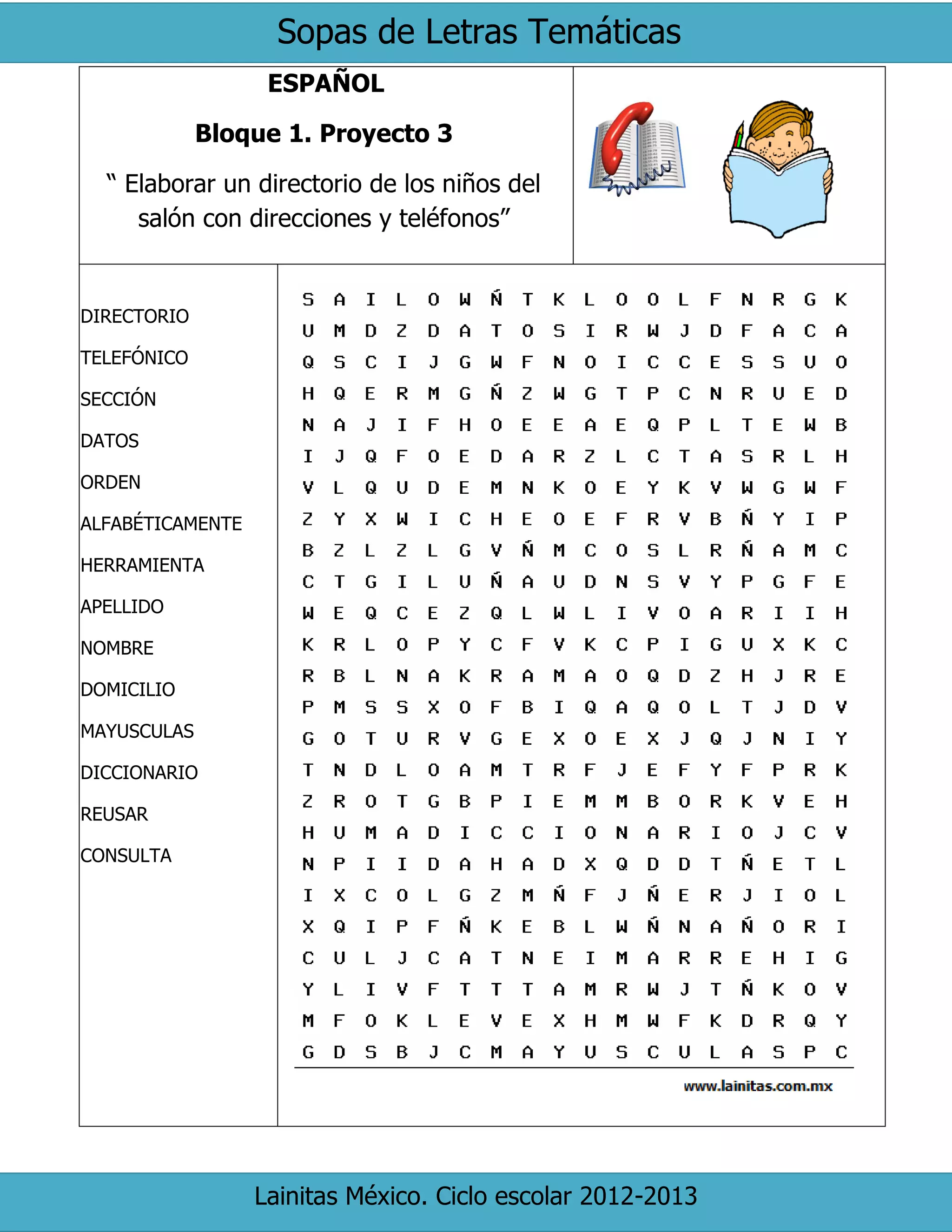 3er grado bloque 1 - sopa de letras | PDF