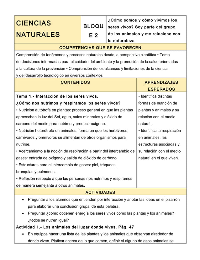 3er grado bloque 2 ciencias naturales