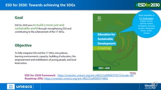 ESD for 2030: Towards achieving the SDGs
Now available in
11 languages:
English, French,
Spanish, Korean,
Portuguese, Germ...