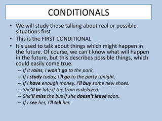 Future Conditional Tense Examples 3º eso unit 7 future tense | PPTX