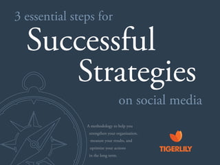 3 essential steps for
Successful
on social media
Strategies
optimize your actions
A methodology to help you
strengthen your organisation,
measure your results, and
in the long term.
 