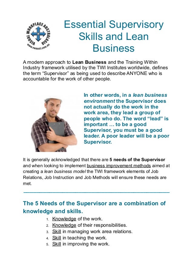 3 essential supervisory skills and lean business being a good supervisor
