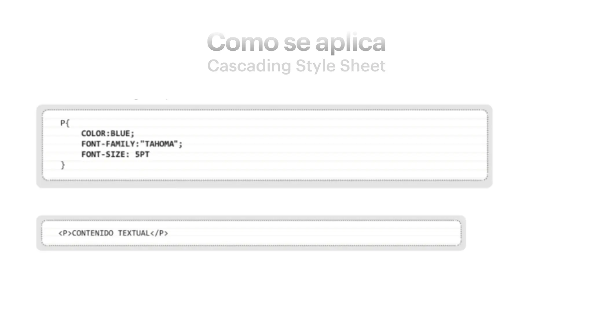 Como se aplica
Cascading Style Sheet
 