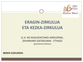 ERAGIN-ZIRKULUA
ETA KEZKA-ZIRKULUA
(L.H.-KO IKASLEENTZAKO JARDUERAK,
ZEHARKAKO GAITASUNAK - ETHAZI)
(gaztelaniaz behean)
MIREN EZKURDIA
 