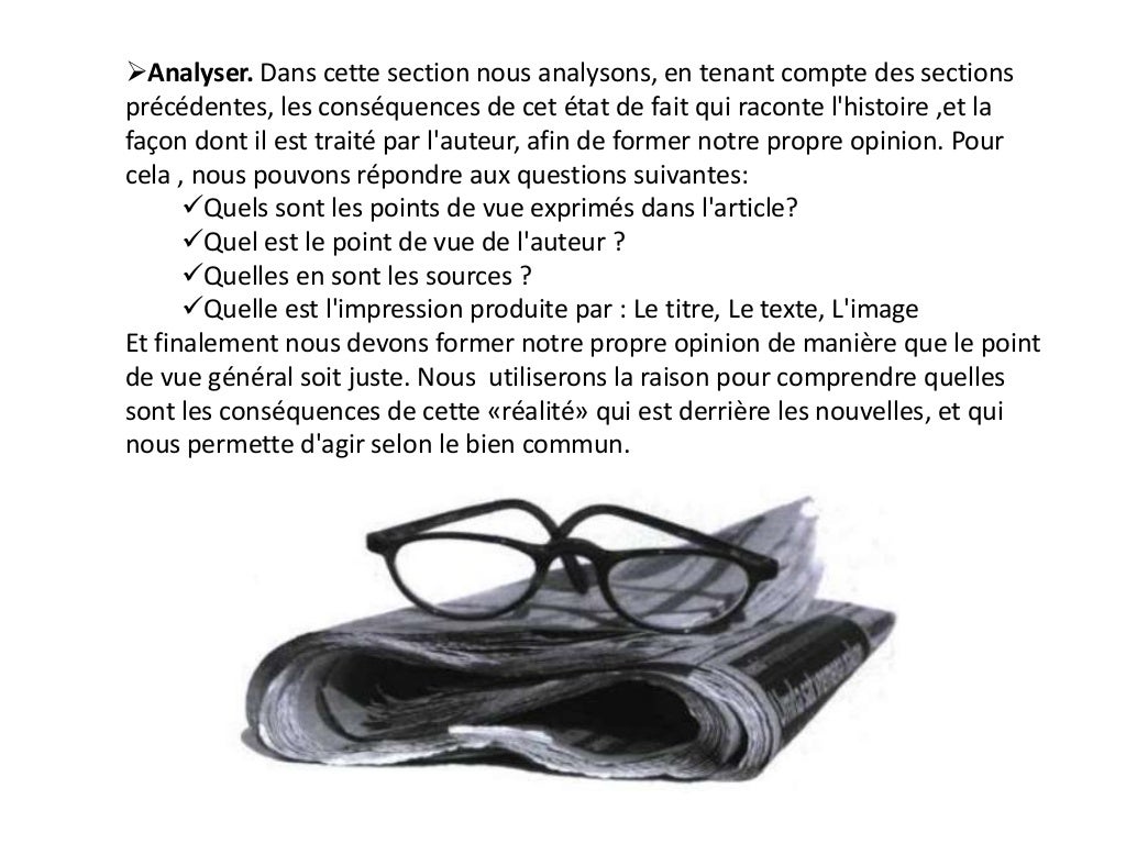 l’analyse d’une nouvelle journalistique.