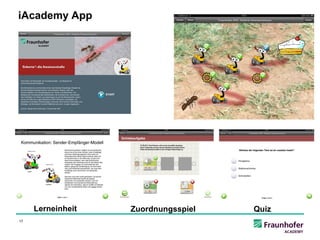 iAcademy App




     Lerneinheit   Zuordnungsspiel   Quiz
17
 