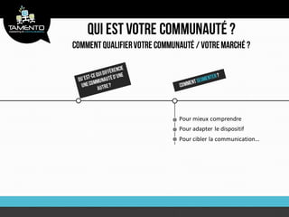 Pour mieux comprendre
Pour adapter le dispositif
Pour cibler la communication…
 
