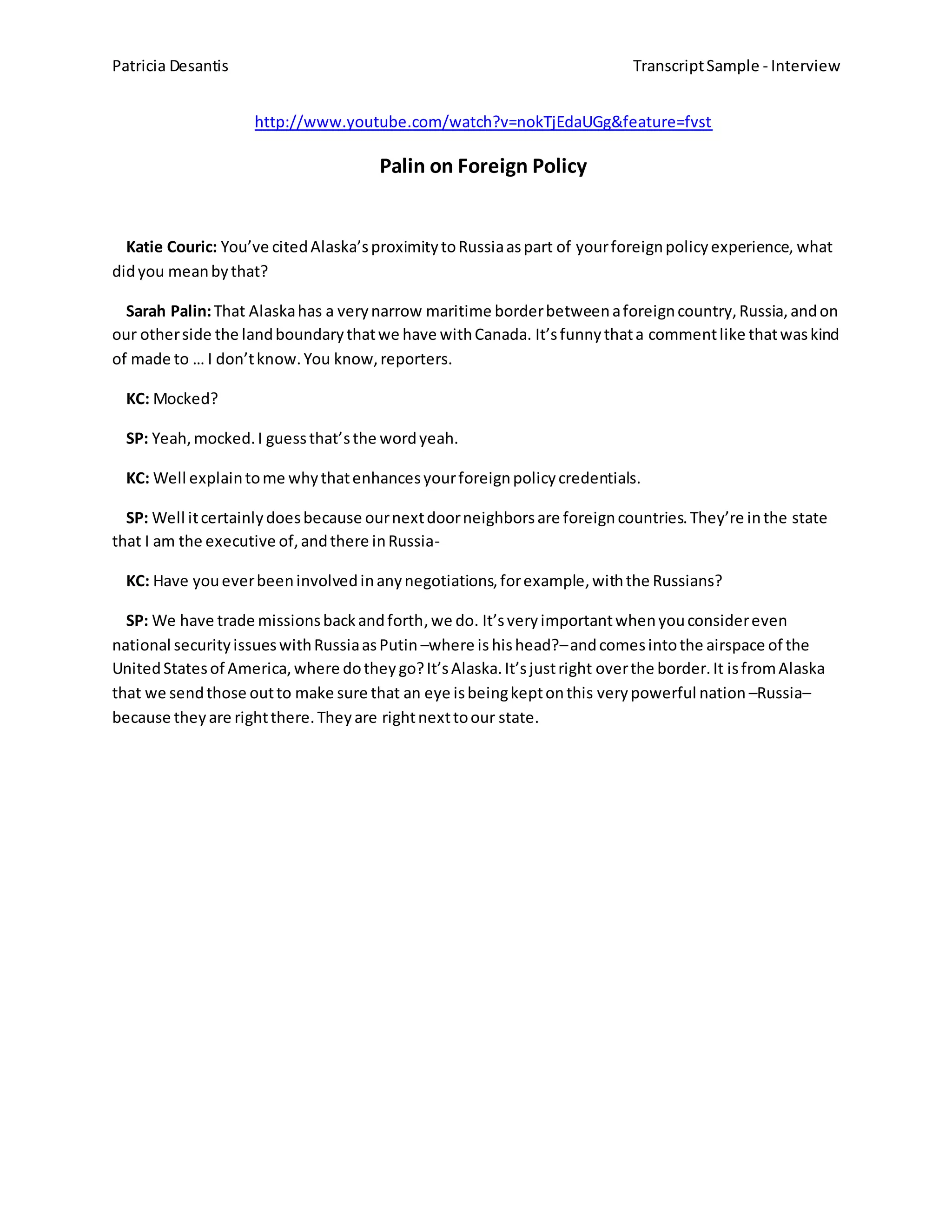 Transcript Sample - Interview | PDF