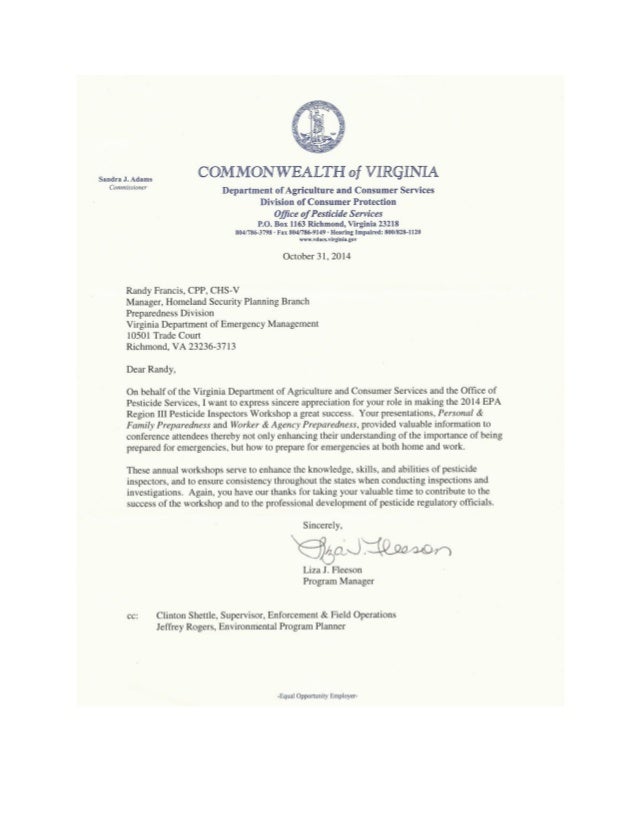 appreciation letter to department letter of appreciation from virginia department of appreciation letter to department letter of appreciation from virginia department of
