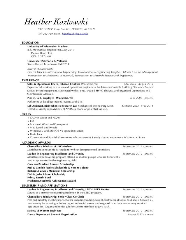 uw madison resume help