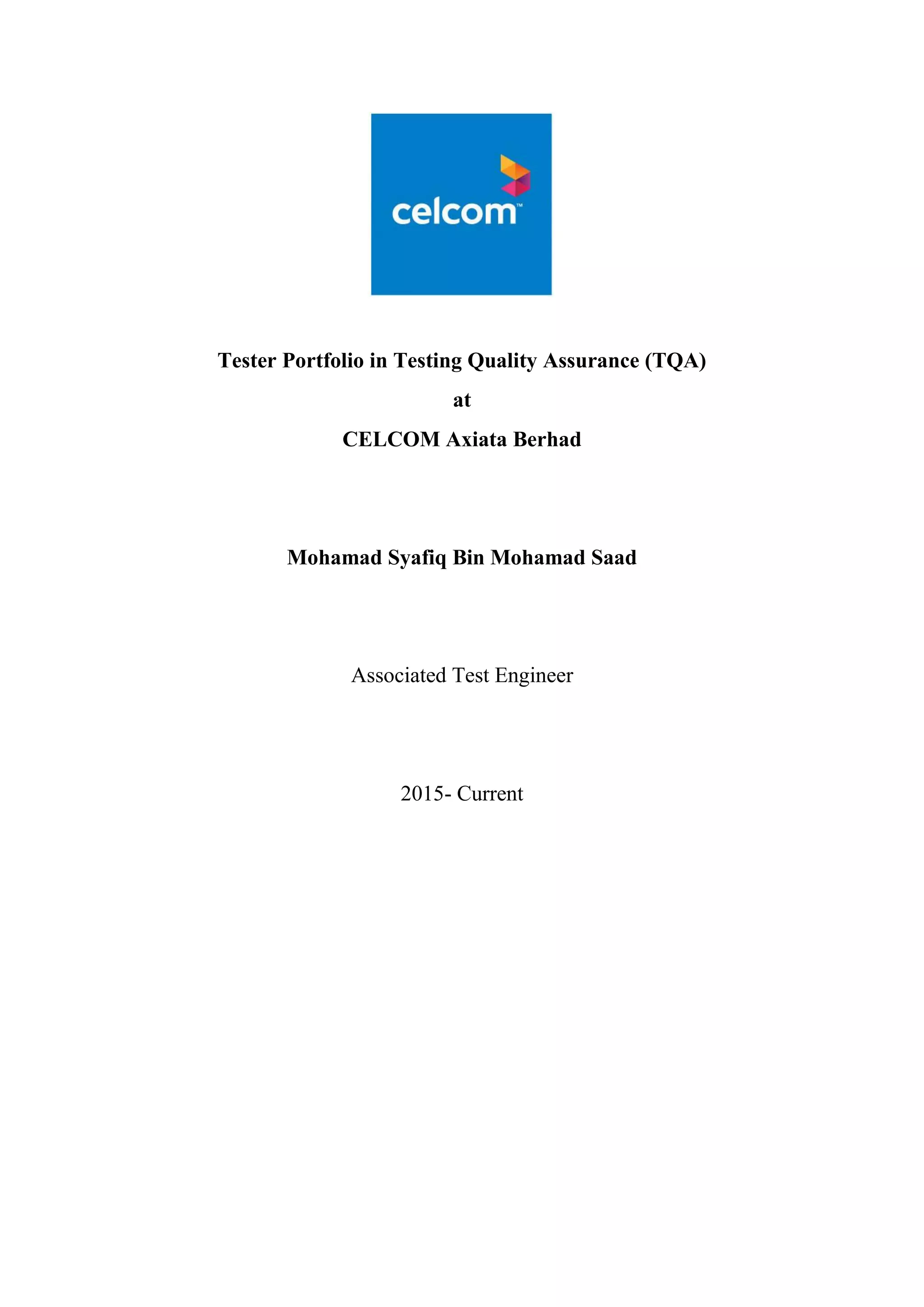 Tester Portfolio in Testing Quality Assurance MS | PDF