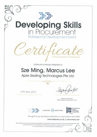 CERTIFICATE - DEVELOPING SKILLS IN PROCUREMENT